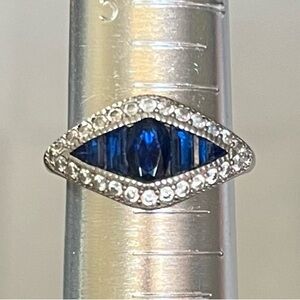 Art deco Spinel blue sapphire lab created ring